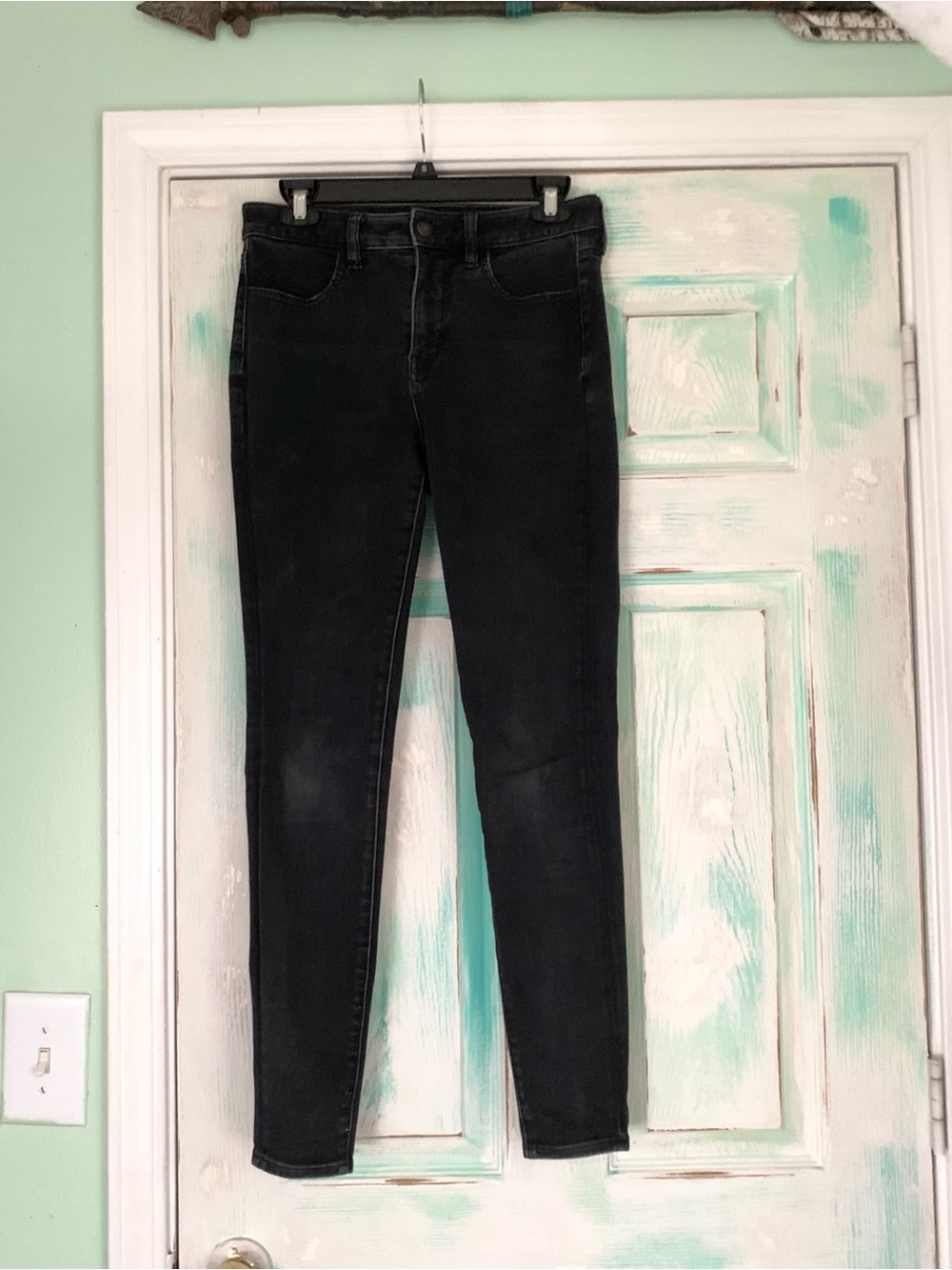 American Eagle Dream Stretch Hi-Rise Jegging Black Denim Jeans Size 6